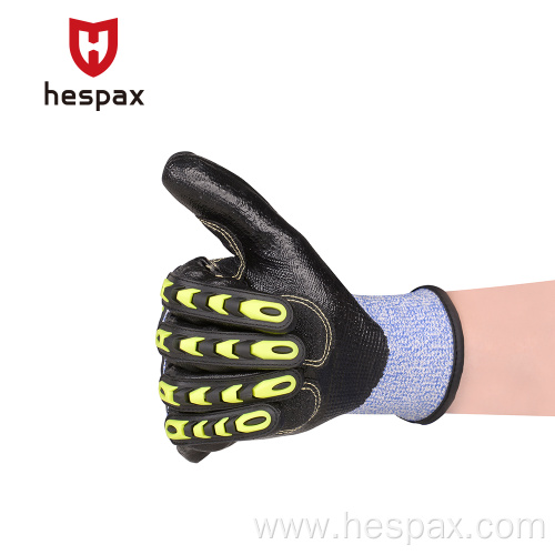 Hespax Protective TPR Glove Nitrile Anti Impact Cut